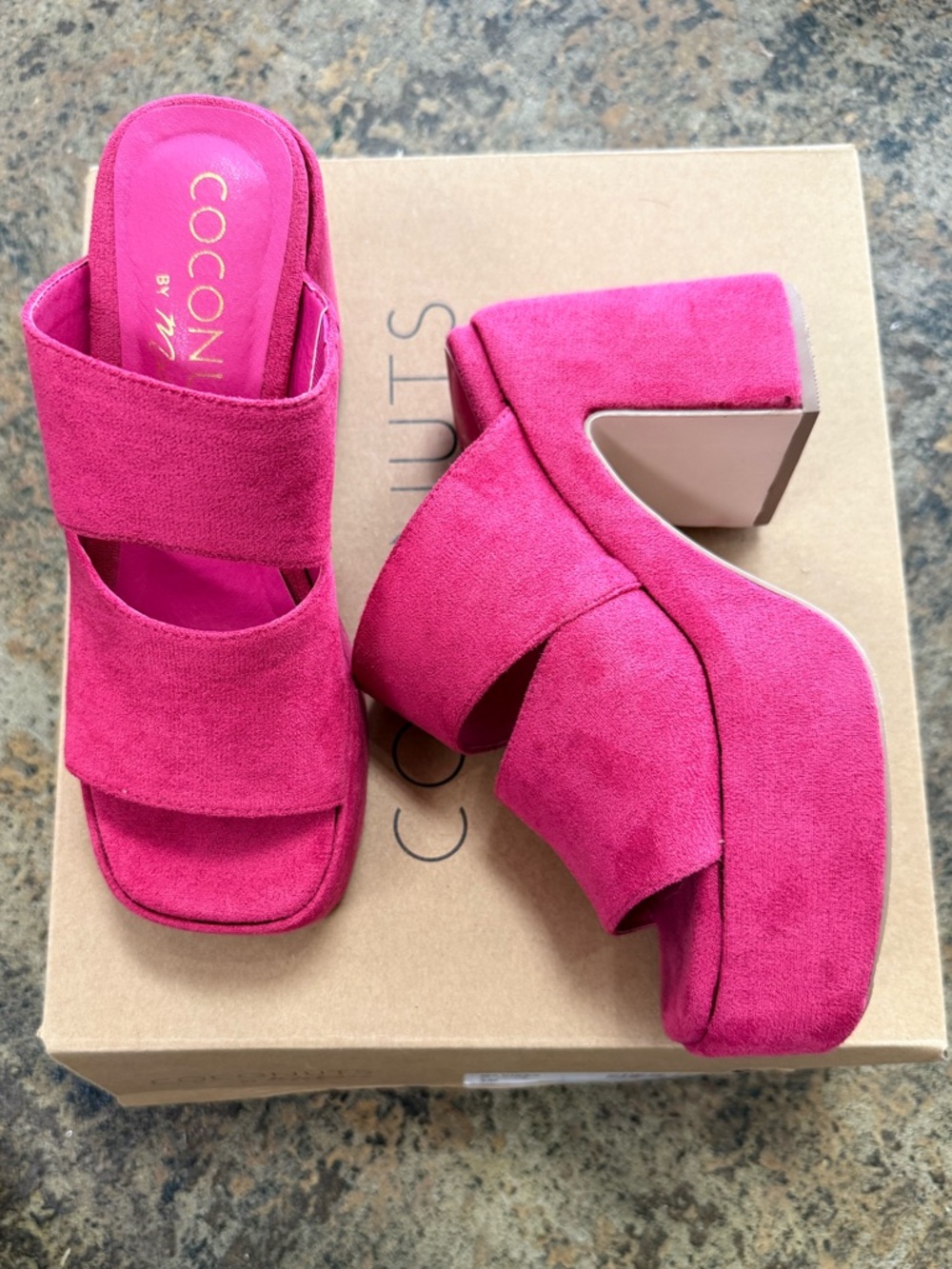 Coconuts by Matisse Pink Suede Platform Slide Heels